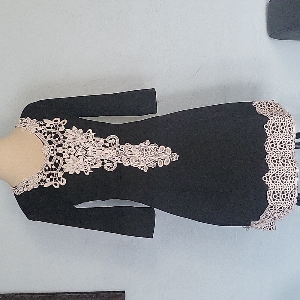 Black lace tea dress.